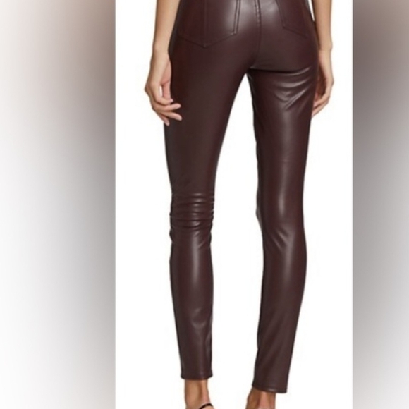 🌸 Rag & Bone Deep Burgundy Nina  Faux Leather Skinny Pants Sz. XS EUC - Picture 11 of 12